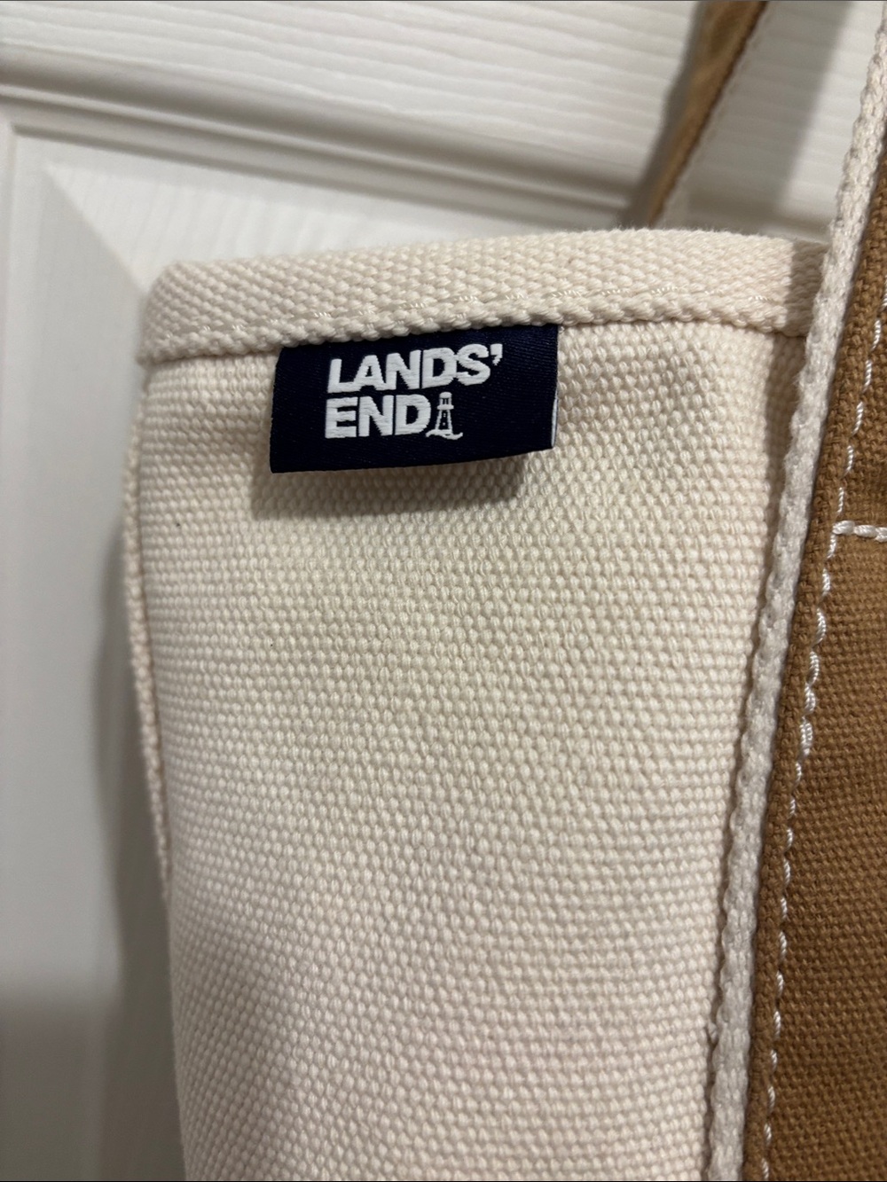 Lands end Medium 5 Pocket Open Top Long Handle Canvas Tote Bag - Picture 2 of 4